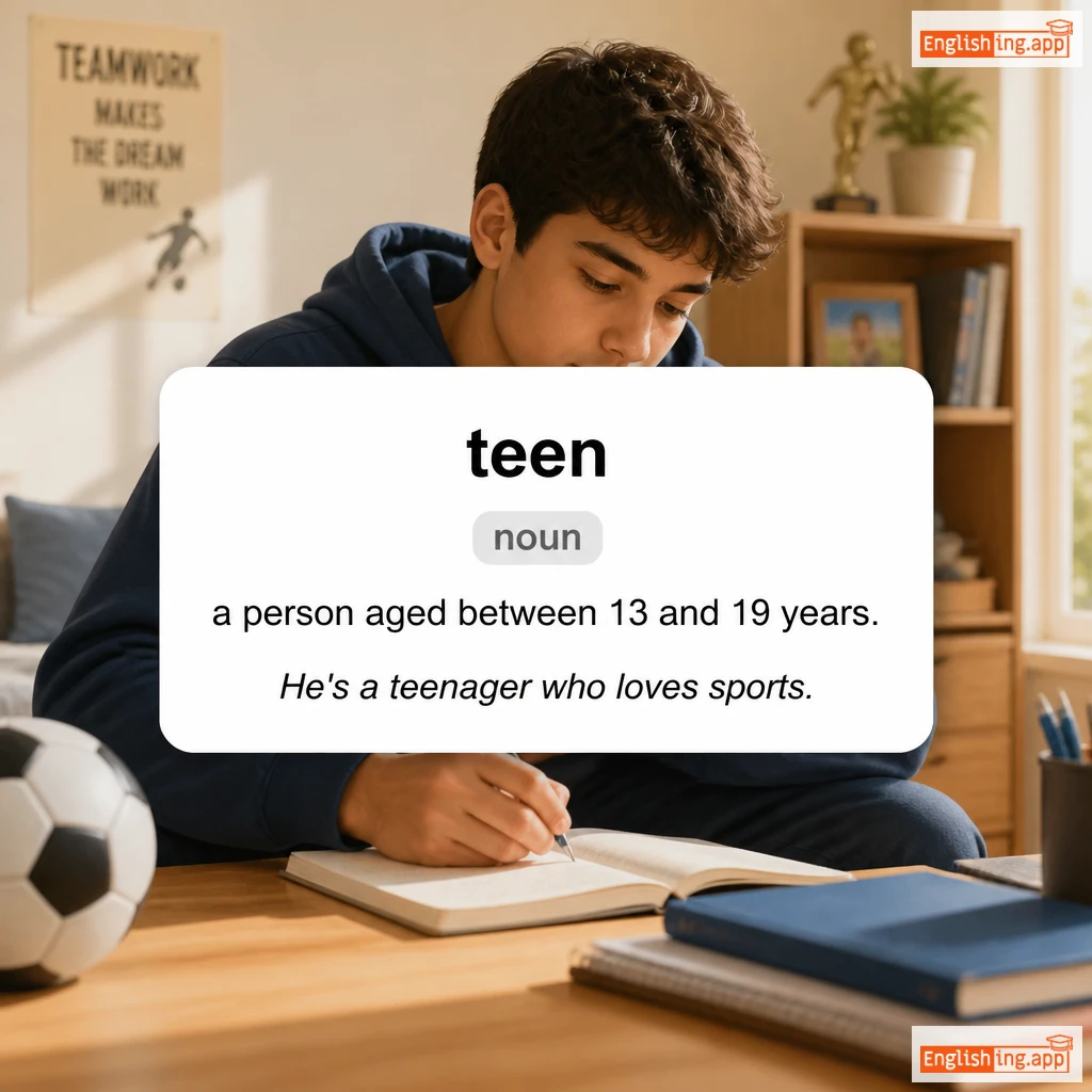 teen definition card — visual illustration of the meaning