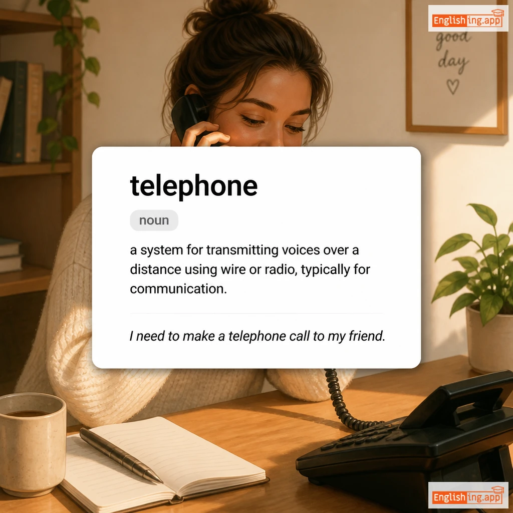 telephone definition card — visual illustration of the meaning