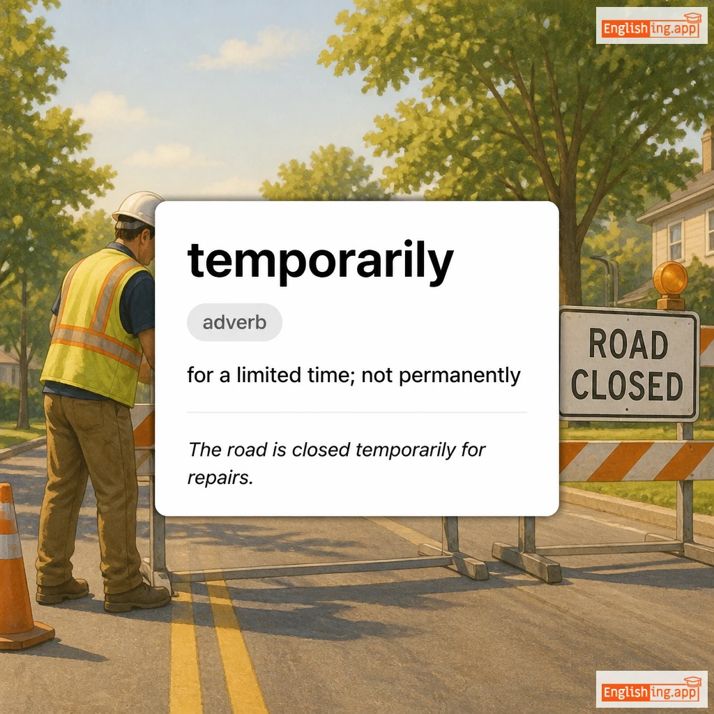 temporarily definition card — visual illustration of the meaning