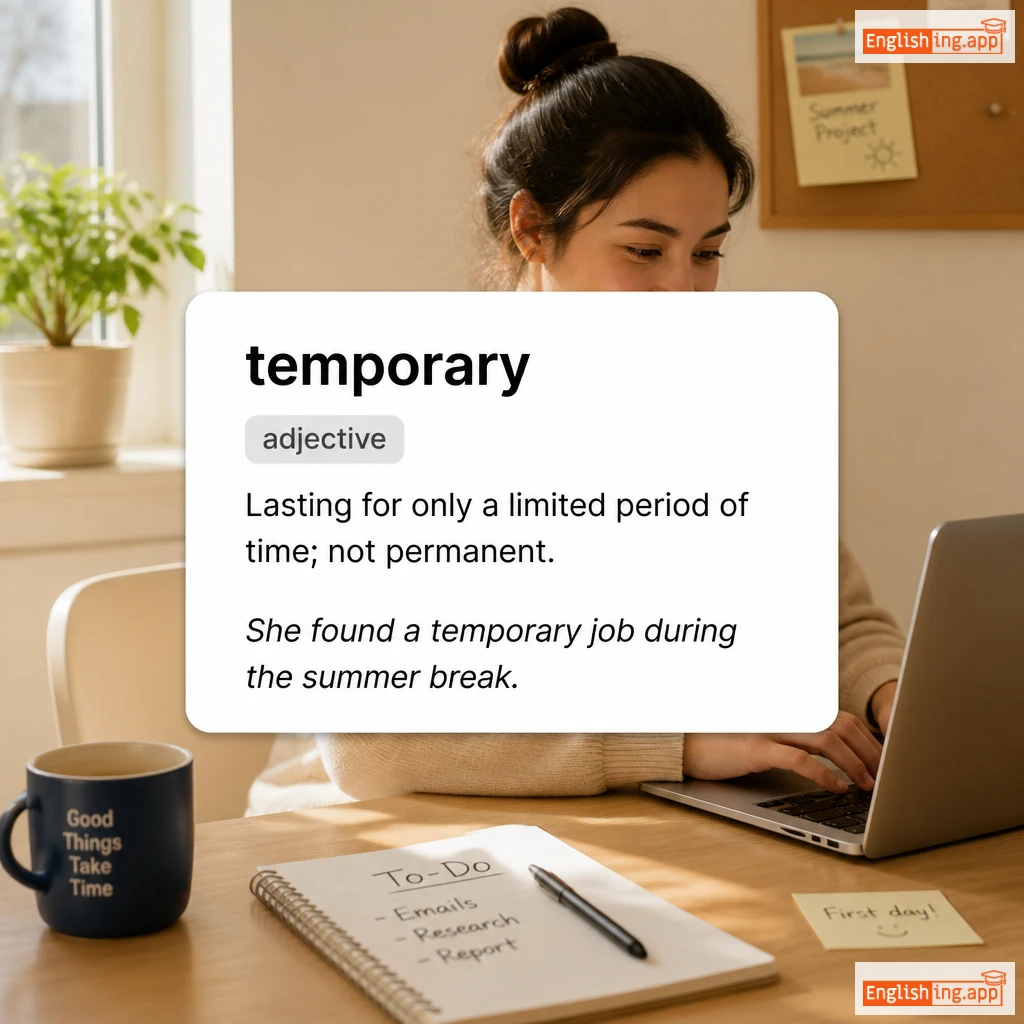 temporary definition card — visual illustration of the meaning