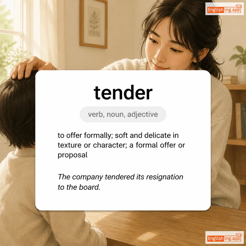 tender definition card — visual illustration of the meaning