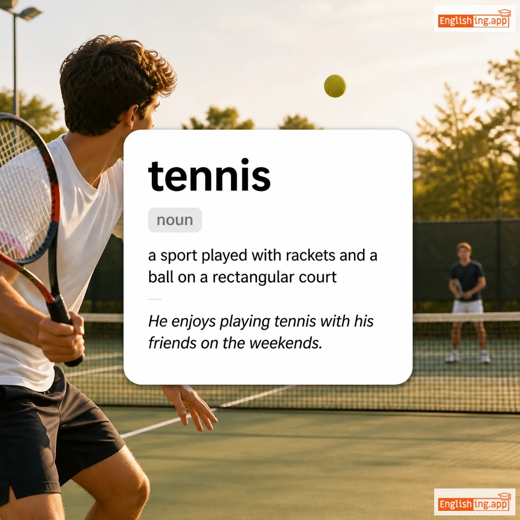 tennis definition card — visual illustration of the meaning
