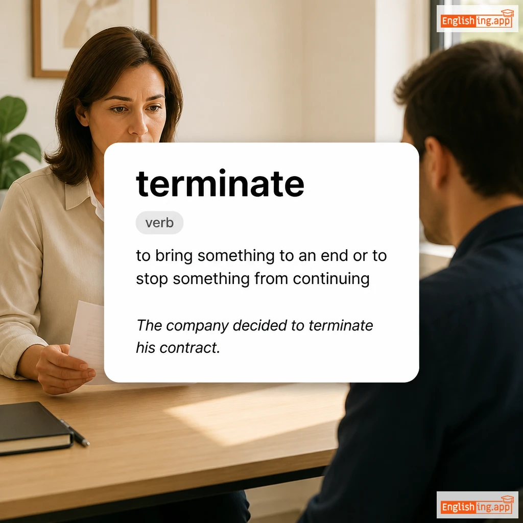 terminate definition card — visual illustration of the meaning