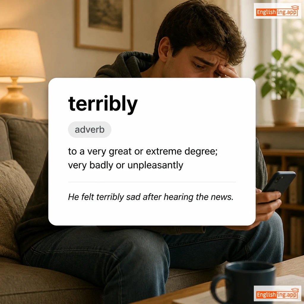 terribly definition card — visual illustration of the meaning