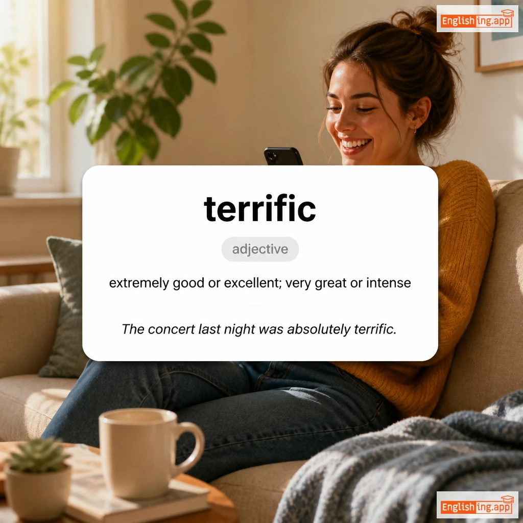 terrific definition card — visual illustration of the meaning