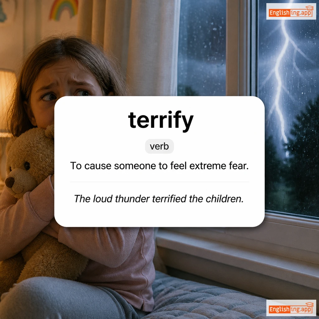 terrify definition card — visual illustration of the meaning