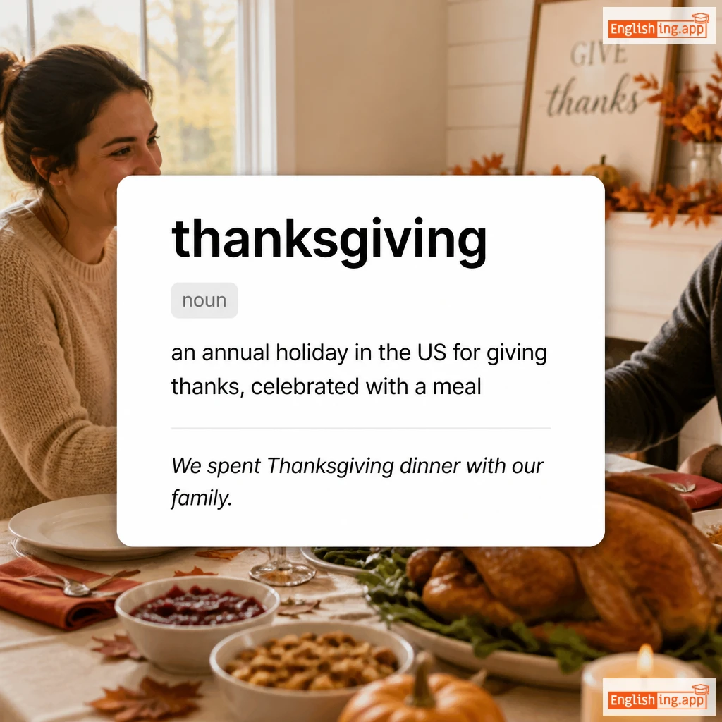 thanksgiving definition card — visual illustration of the meaning