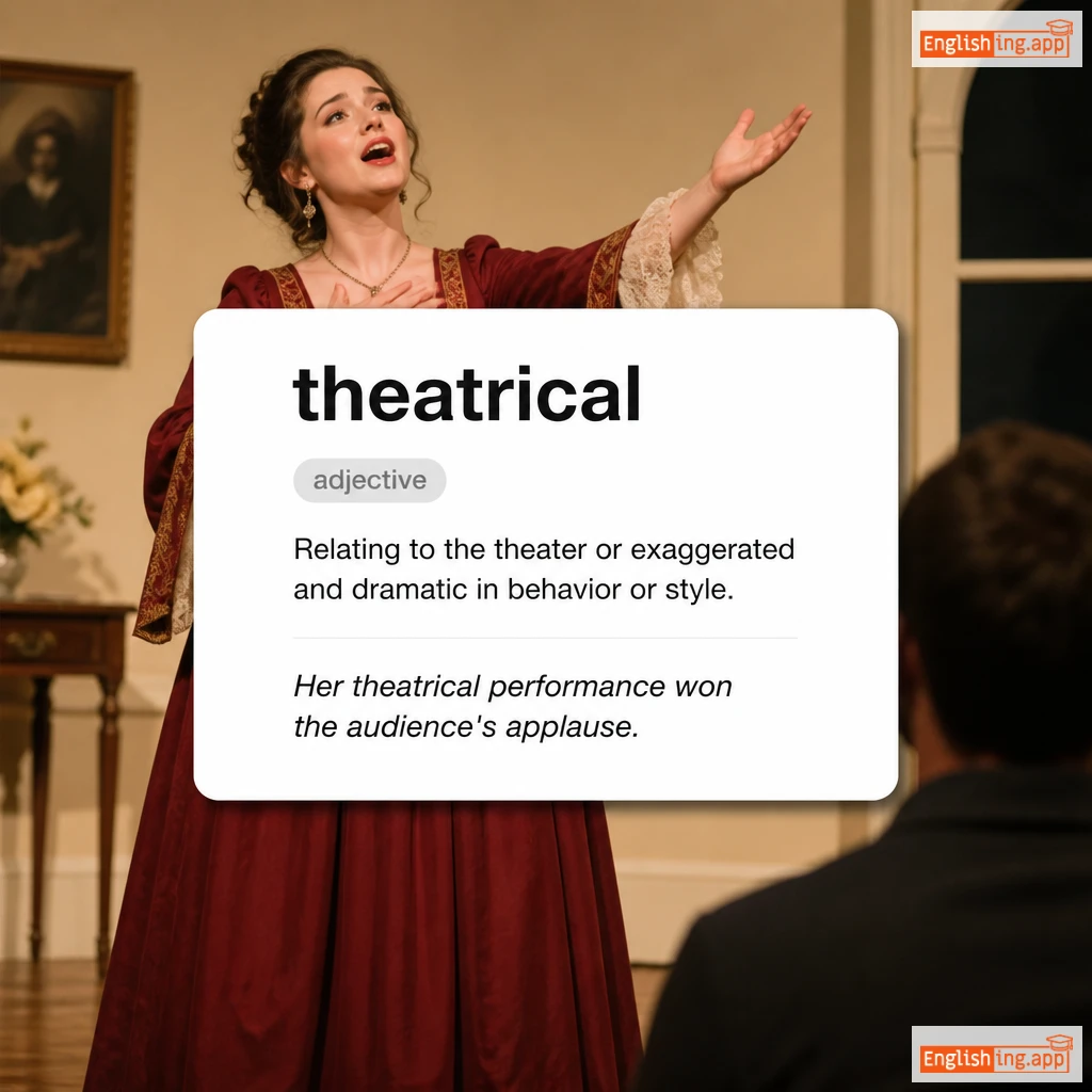 theatrical definition card — visual illustration of the meaning
