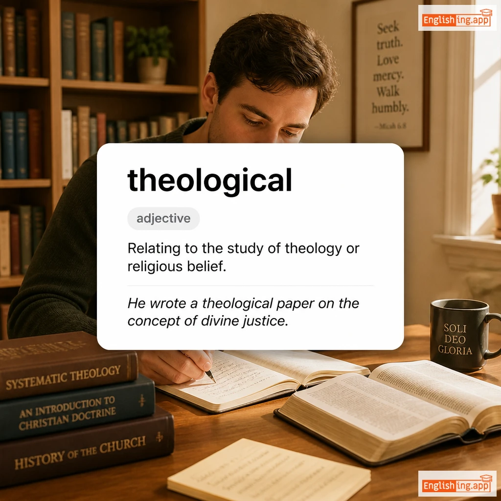 theological definition card — visual illustration of the meaning