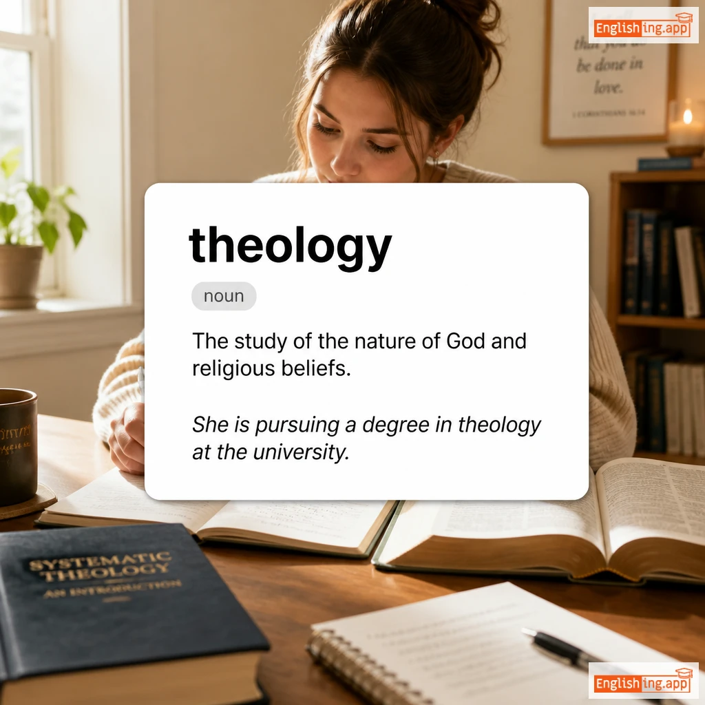 theology definition card — visual illustration of the meaning
