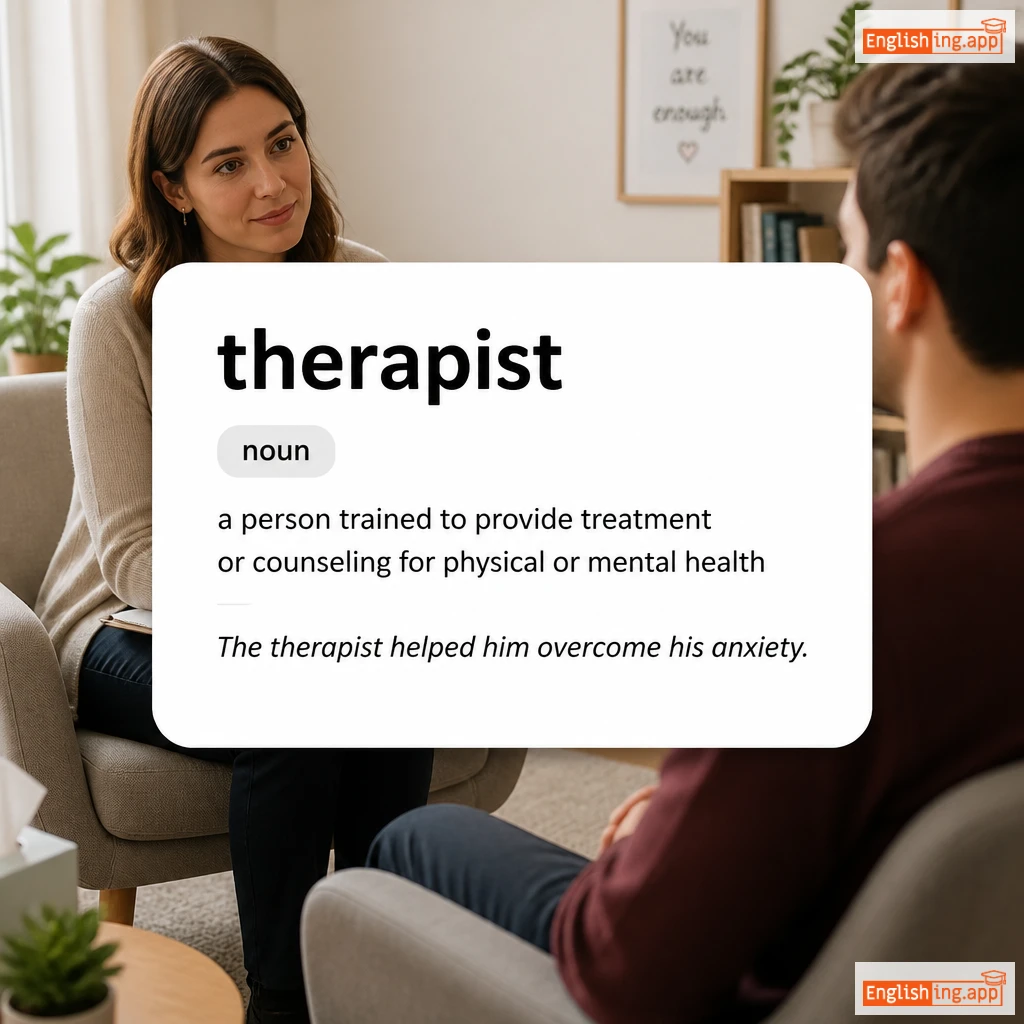 therapist definition card — visual illustration of the meaning