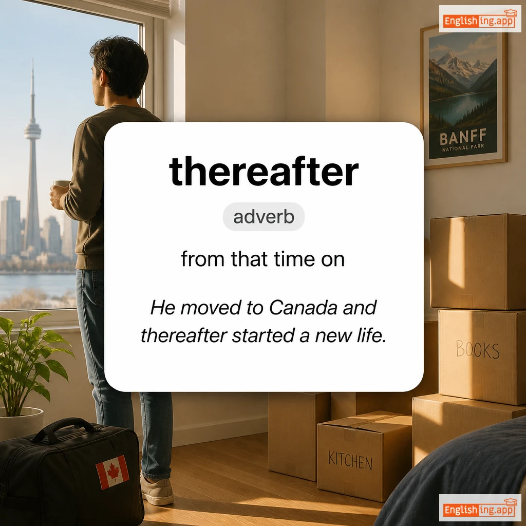 thereafter definition card — visual illustration of the meaning