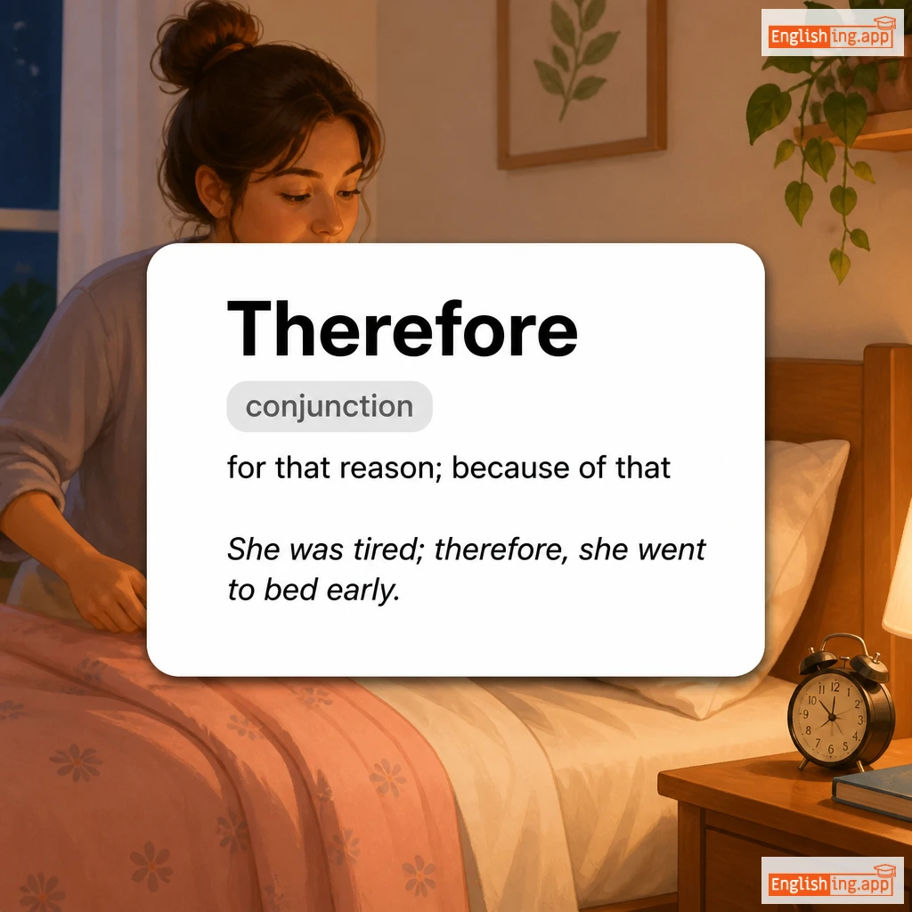 Therefore definition card — visual illustration of the meaning