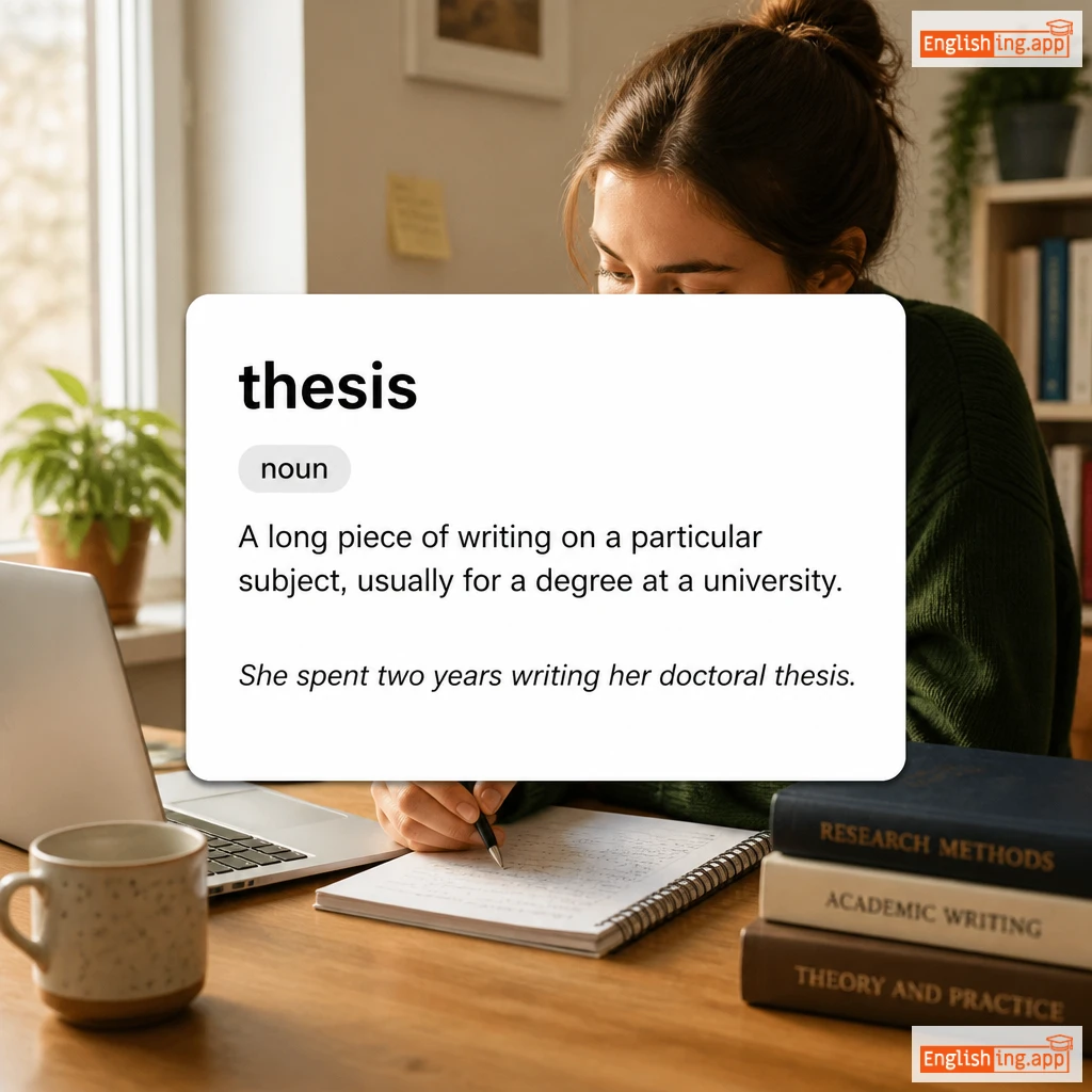 thesis definition card — visual illustration of the meaning