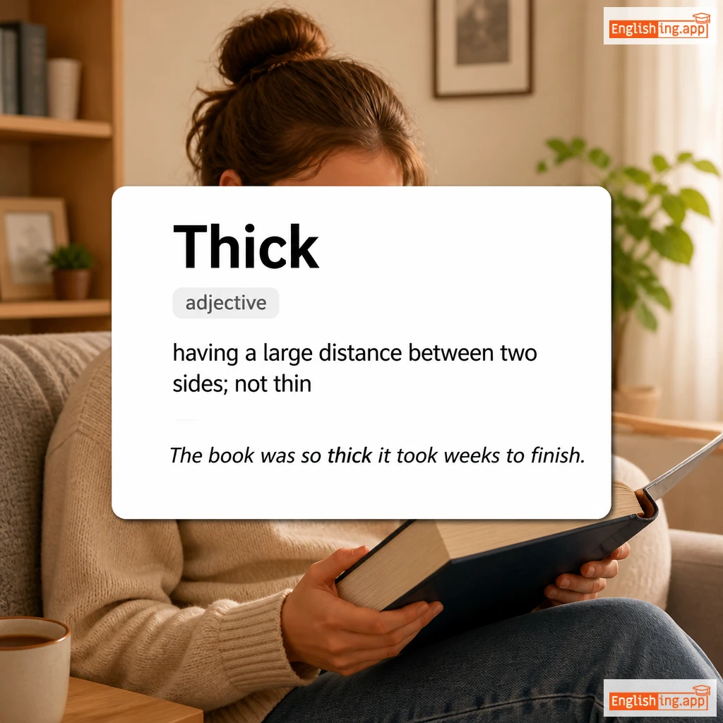Thick definition card — visual illustration of the meaning