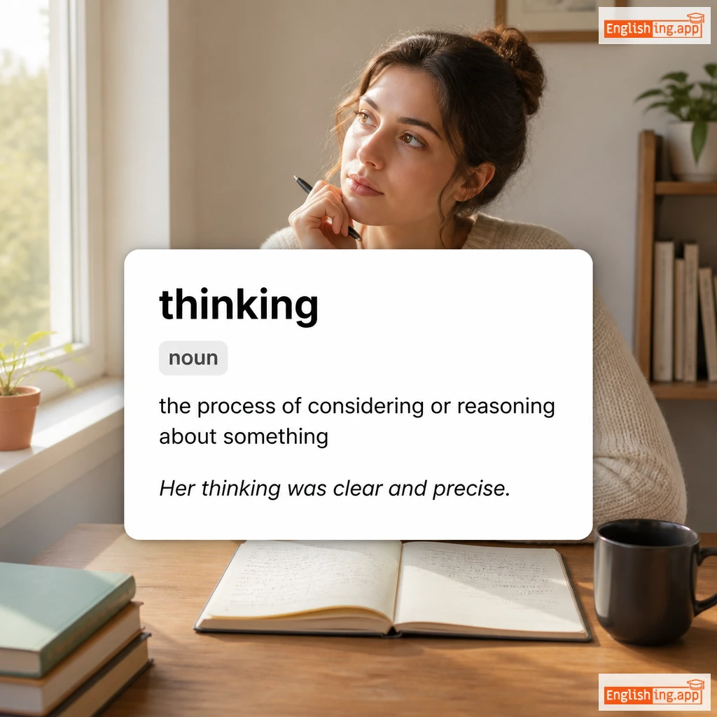 thinking definition card — visual illustration of the meaning