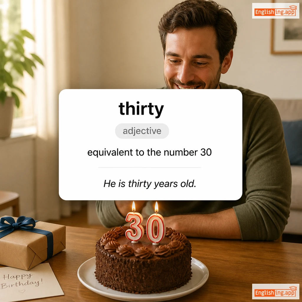 thirty definition card — visual illustration of the meaning