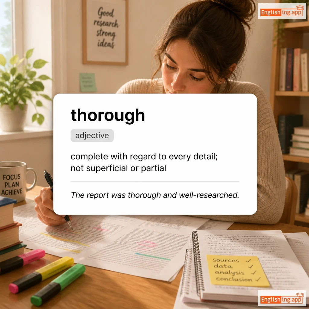 thorough definition card — visual illustration of the meaning