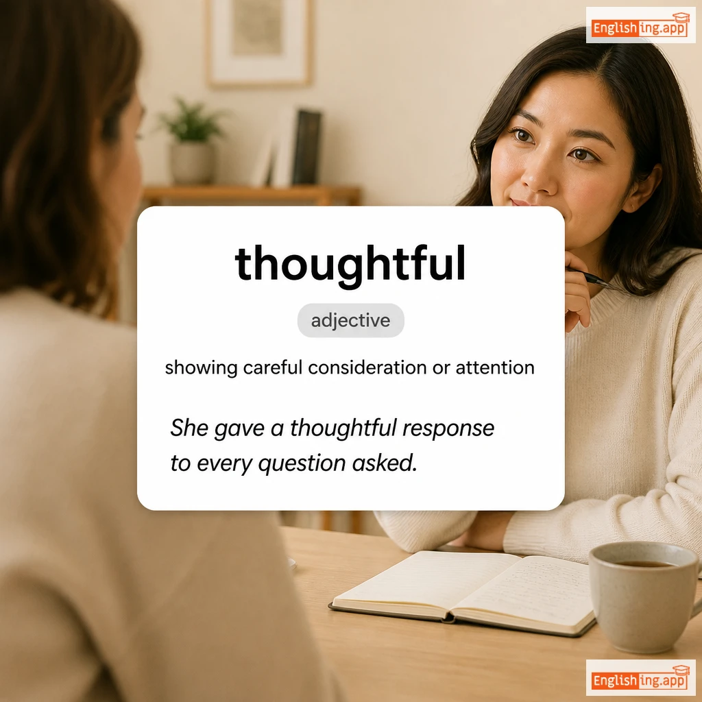 thoughtful definition card — visual illustration of the meaning