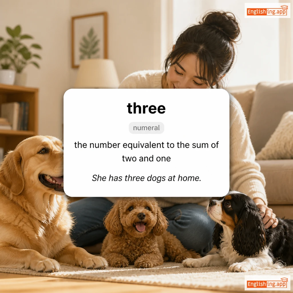 three definition card — visual illustration of the meaning
