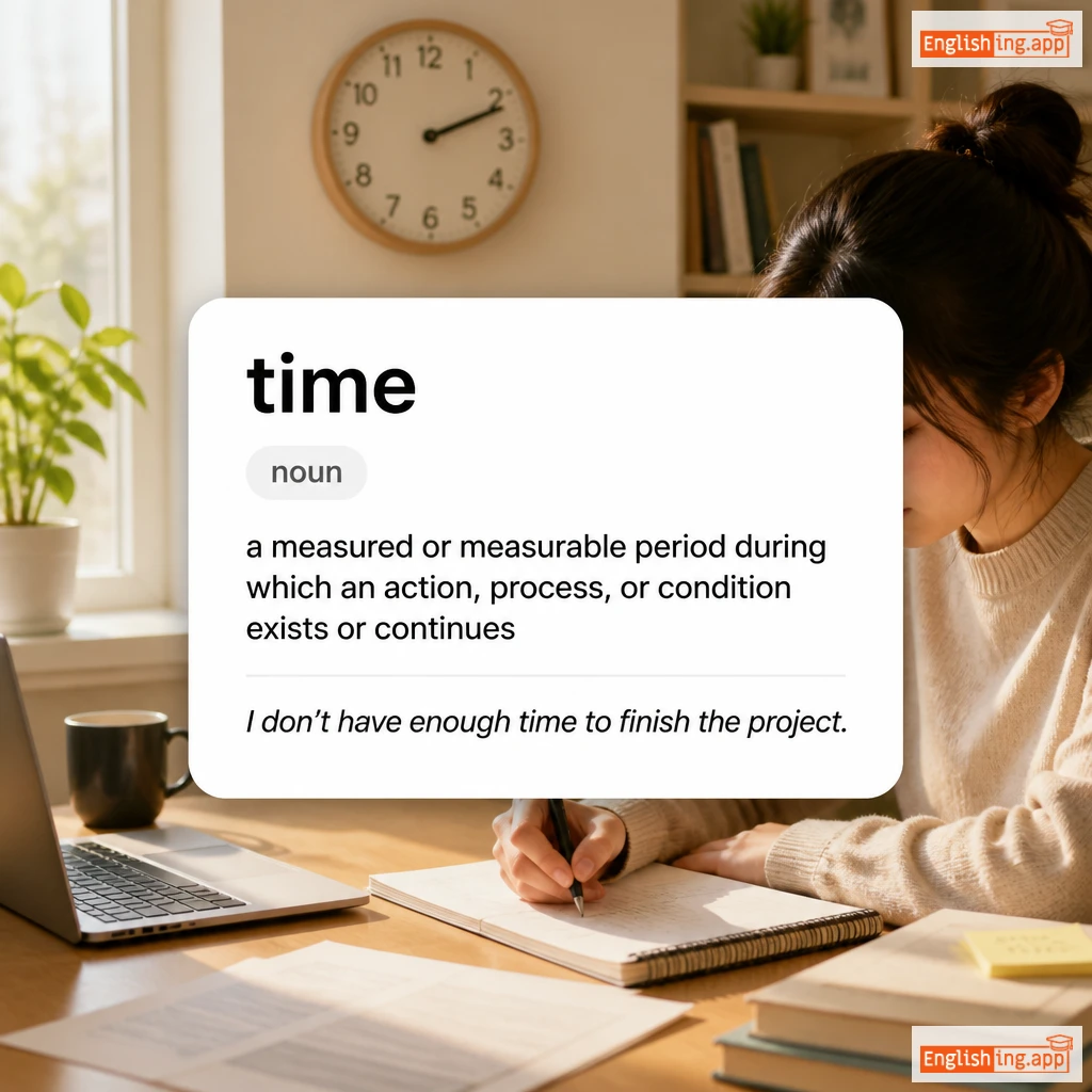 time definition card — visual illustration of the meaning