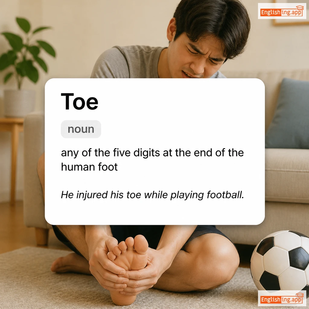 Toe definition card — visual illustration of the meaning