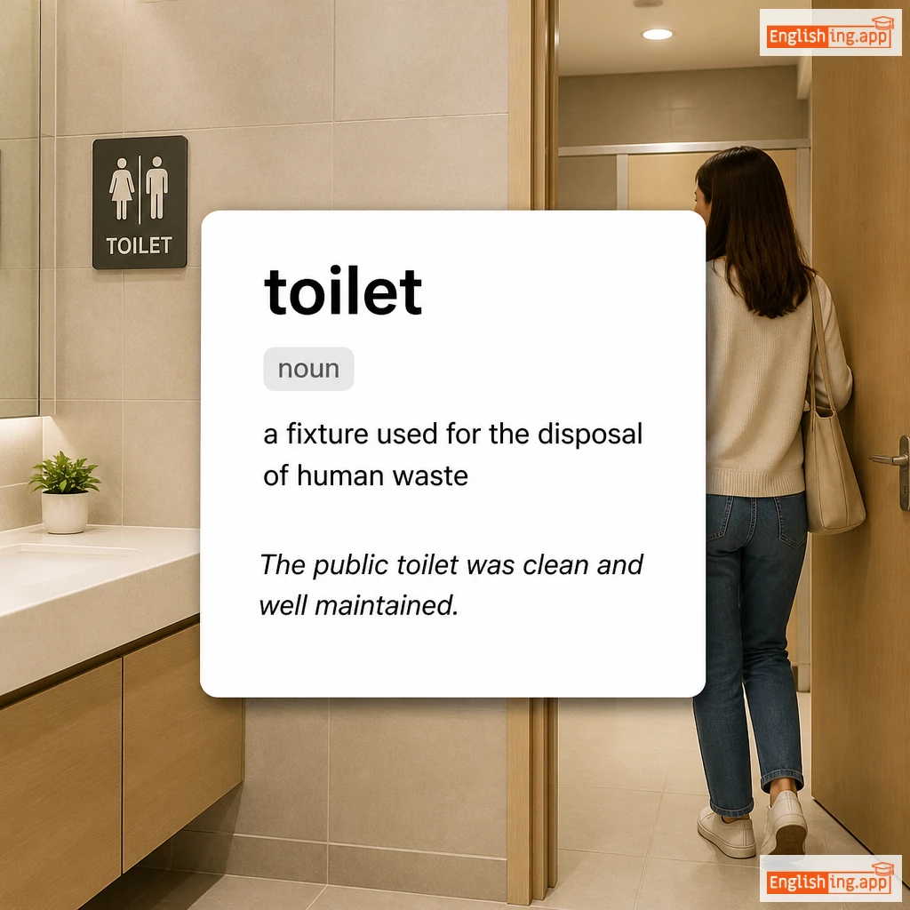 toilet definition card — visual illustration of the meaning