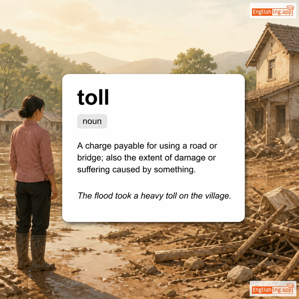 toll definition card — visual illustration of the meaning