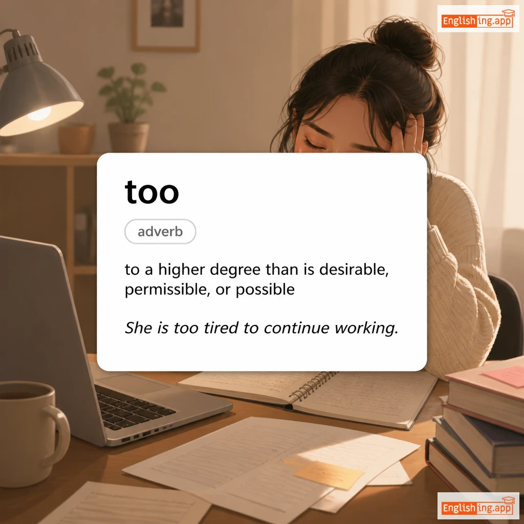 too definition card — visual illustration of the meaning