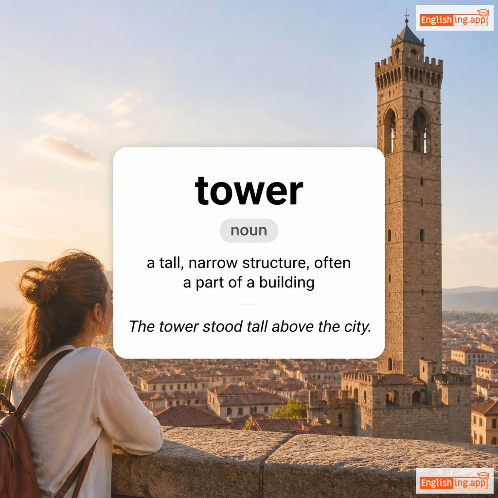 tower definition card — visual illustration of the meaning