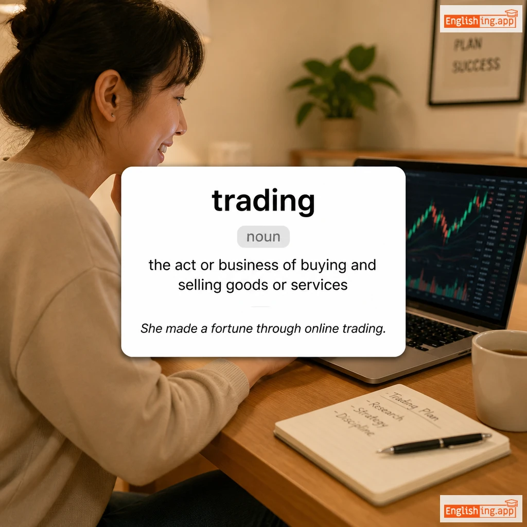 trading definition card — visual illustration of the meaning