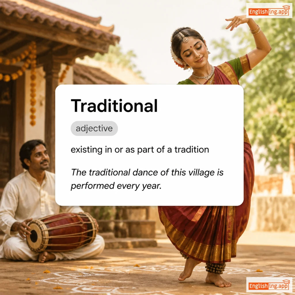 Traditional definition card — visual illustration of the meaning