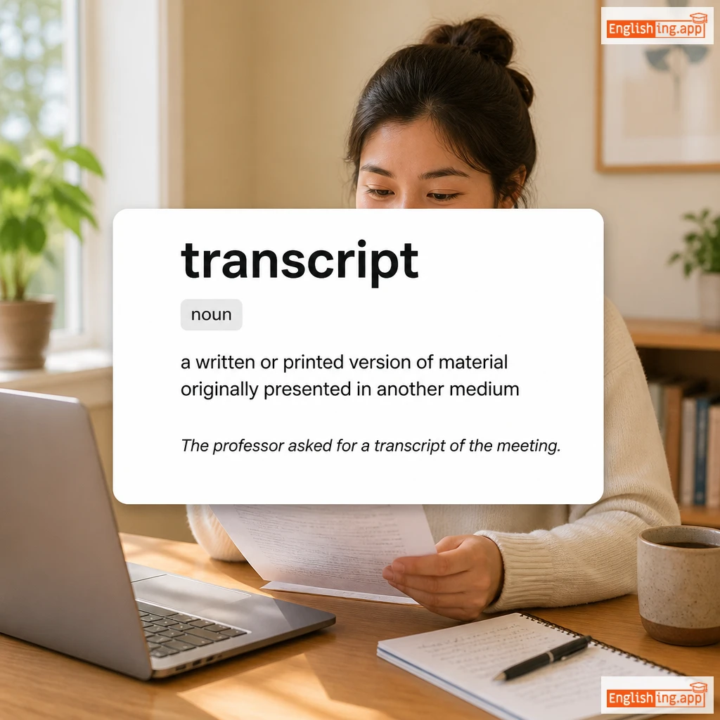 transcript definition card — visual illustration of the meaning