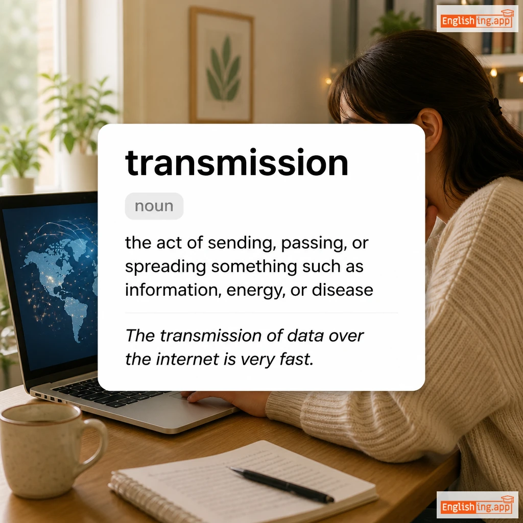 transmission definition card — visual illustration of the meaning