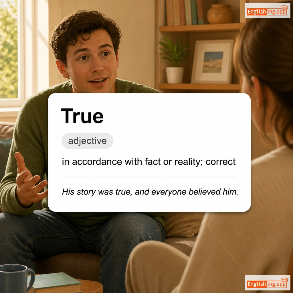 True definition card — visual illustration of the meaning