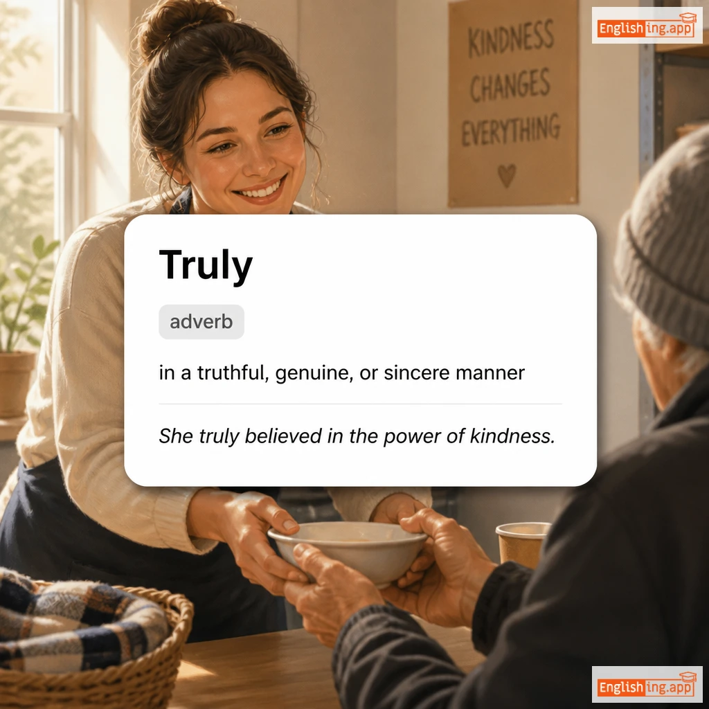 Truly definition card — visual illustration of the meaning