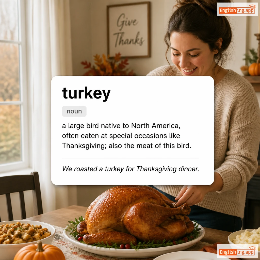 turkey definition card — visual illustration of the meaning