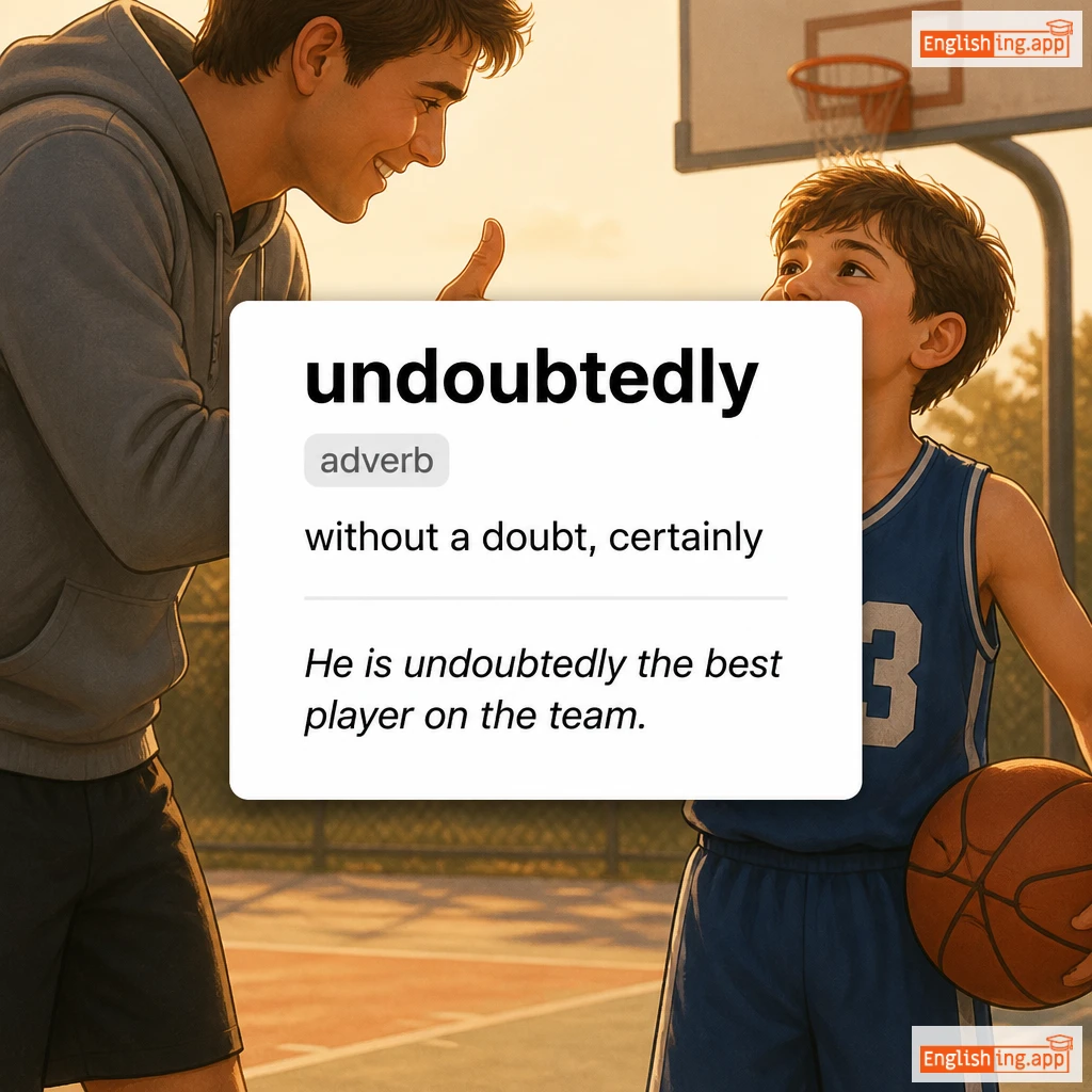 undoubtedly definition card — visual illustration of the meaning
