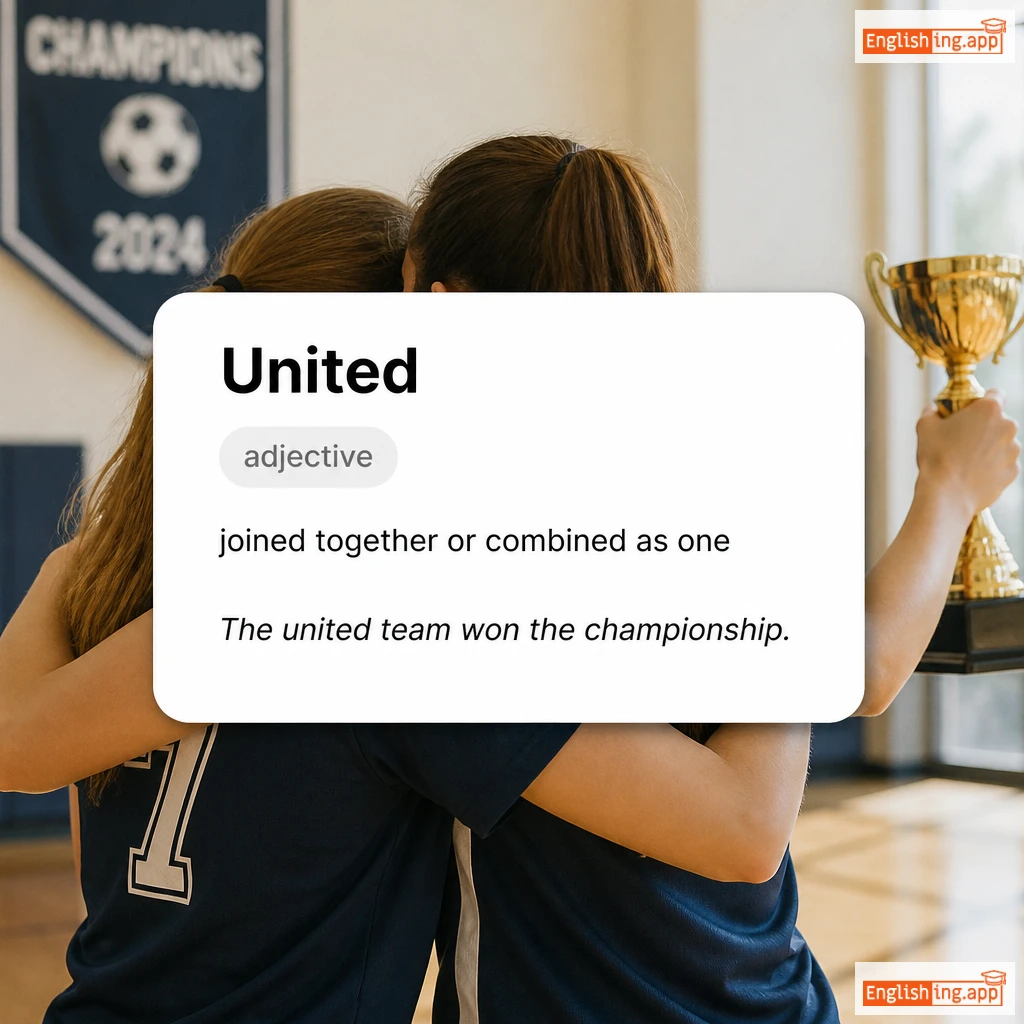 United definition card — visual illustration of the meaning