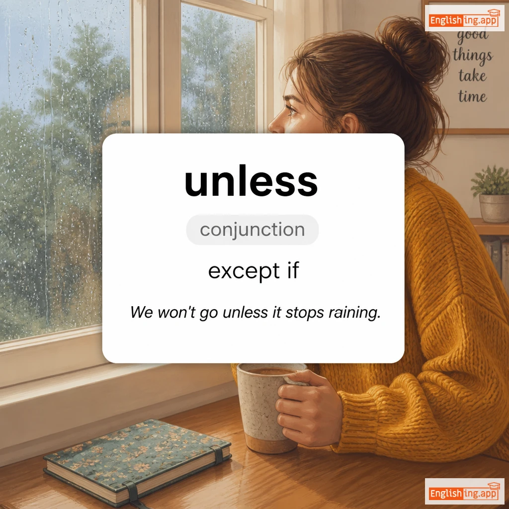 unless definition card — visual illustration of the meaning