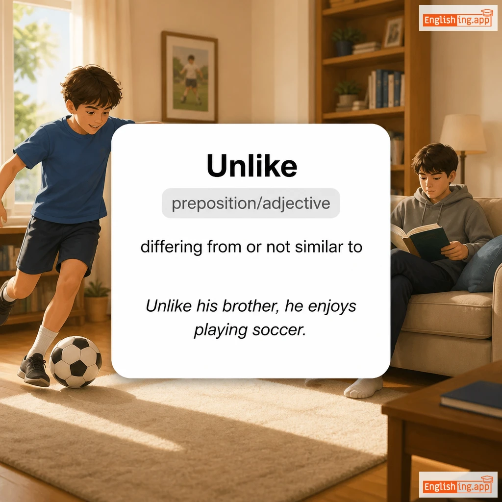 Unlike definition card — visual illustration of the meaning