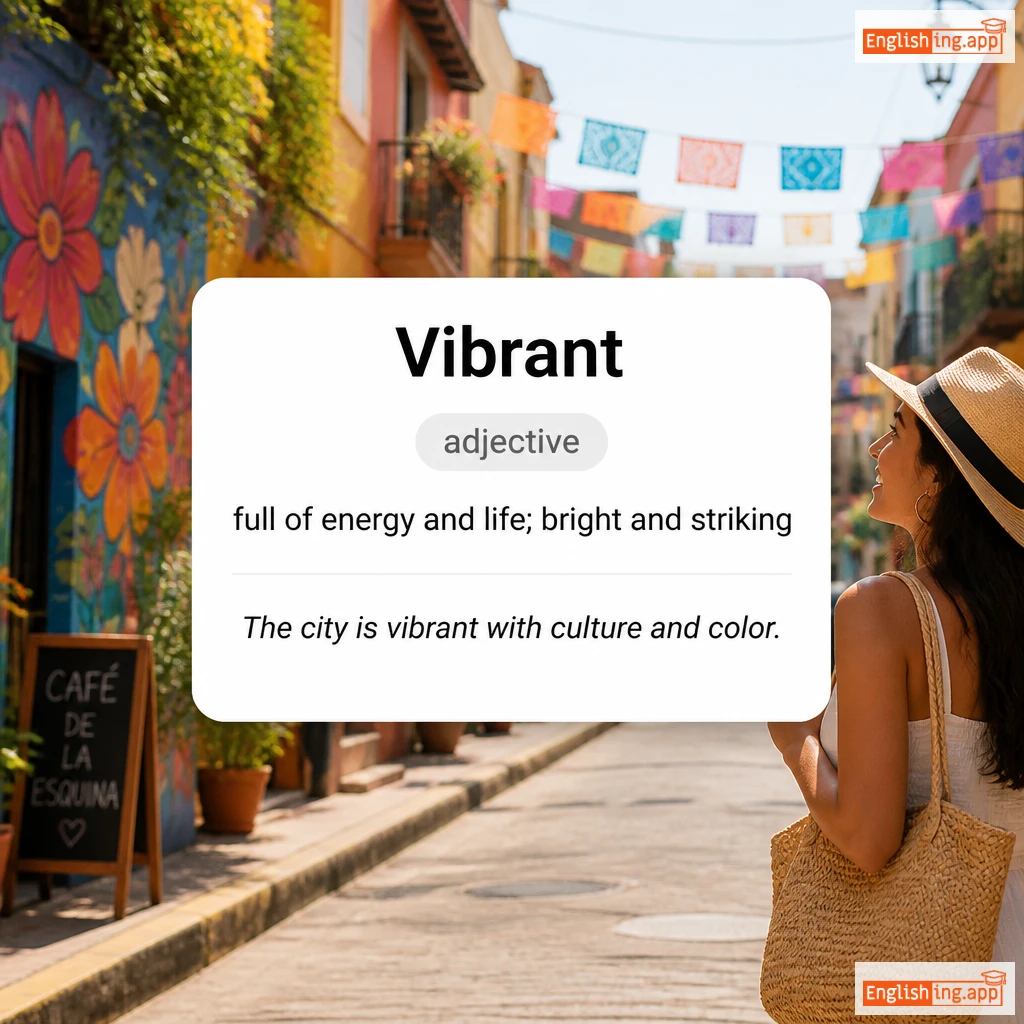 Vibrant definition card — visual illustration of the meaning