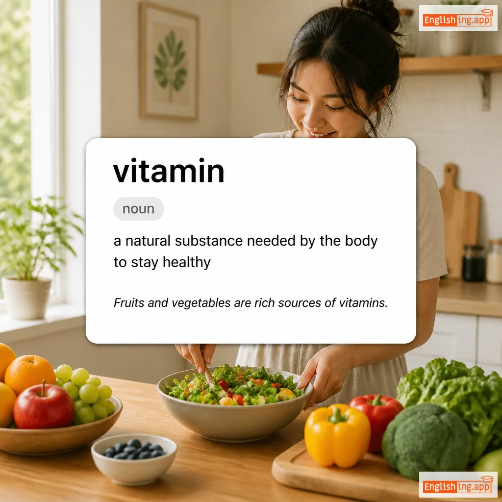 vitamin definition card — visual illustration of the meaning