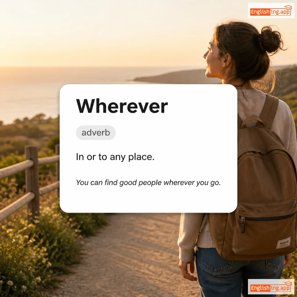 Wherever definition card — visual illustration of the meaning