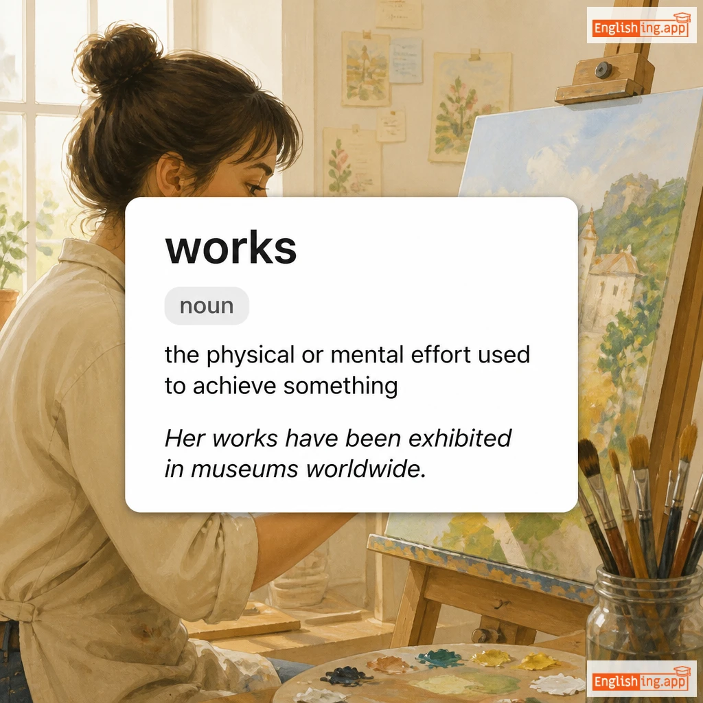 works definition card — visual illustration of the meaning