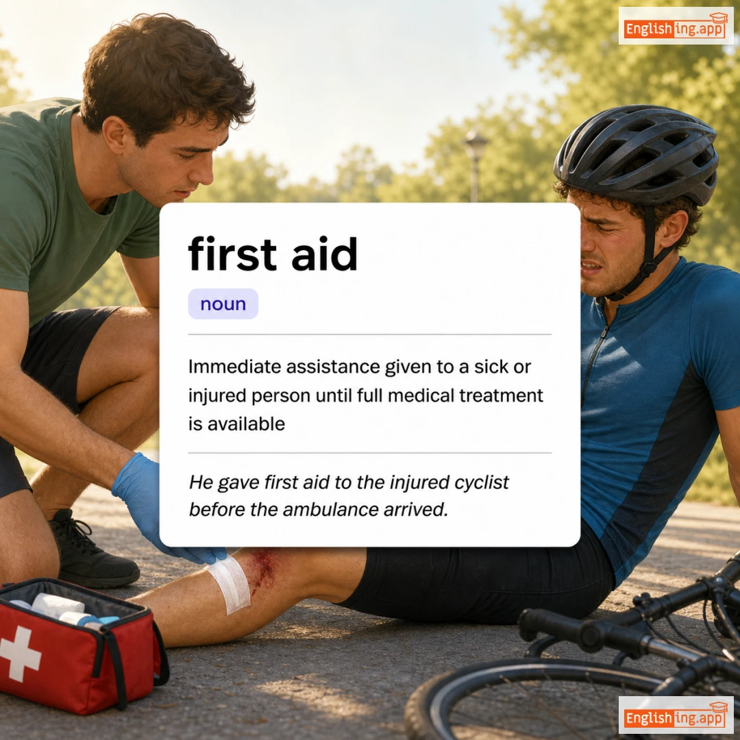 first aid definition card — visual illustration of the meaning