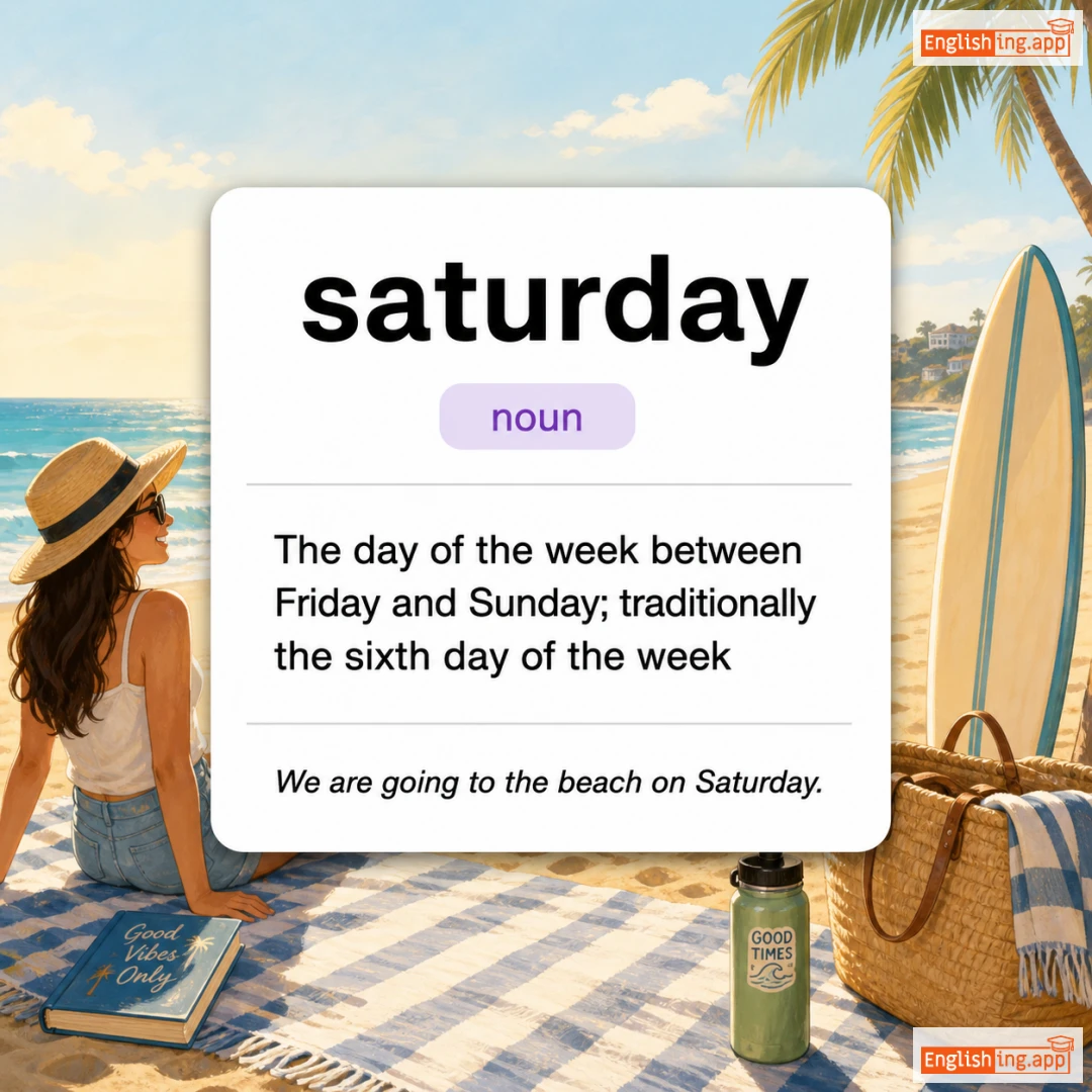 saturday definition card — visual illustration of the meaning