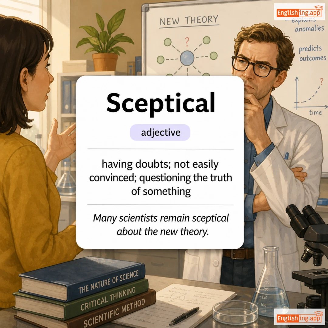 Sceptical definition card — visual illustration of the meaning