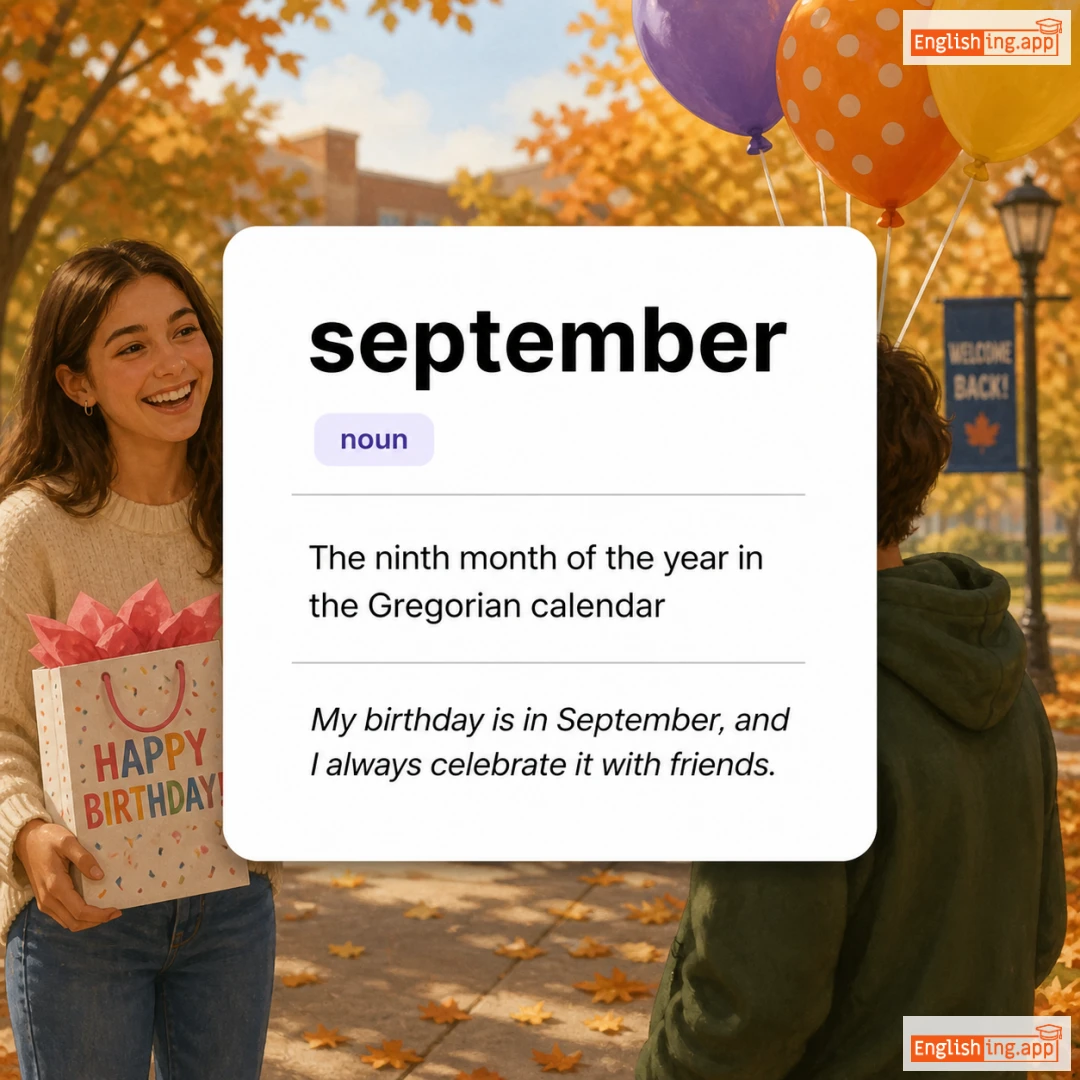september definition card — visual illustration of the meaning