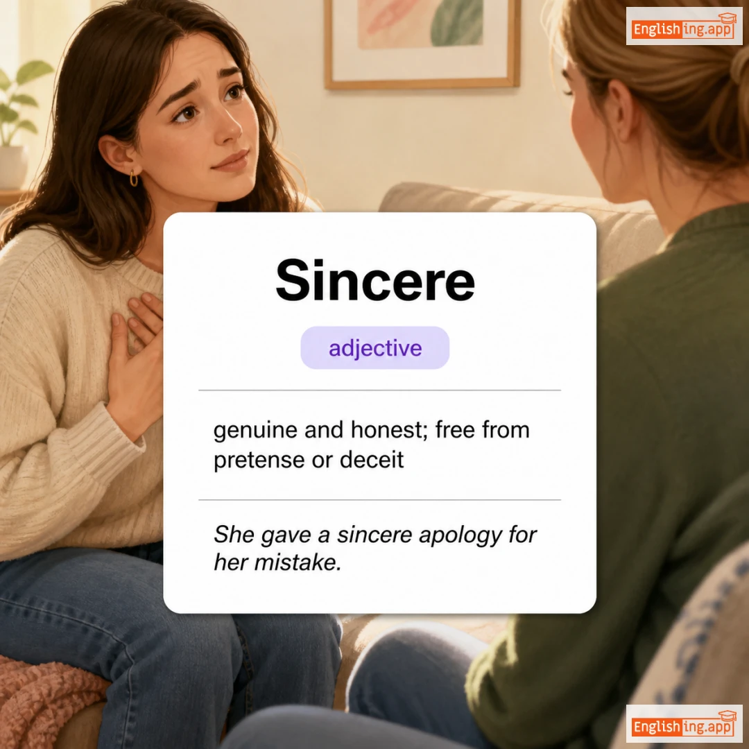 Sincere definition card — visual illustration of the meaning